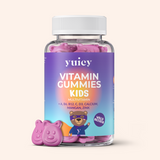 Bunte yuicy® Dose mit fruchtigem Multivitamin für Kinder in Gummibärchen-Form