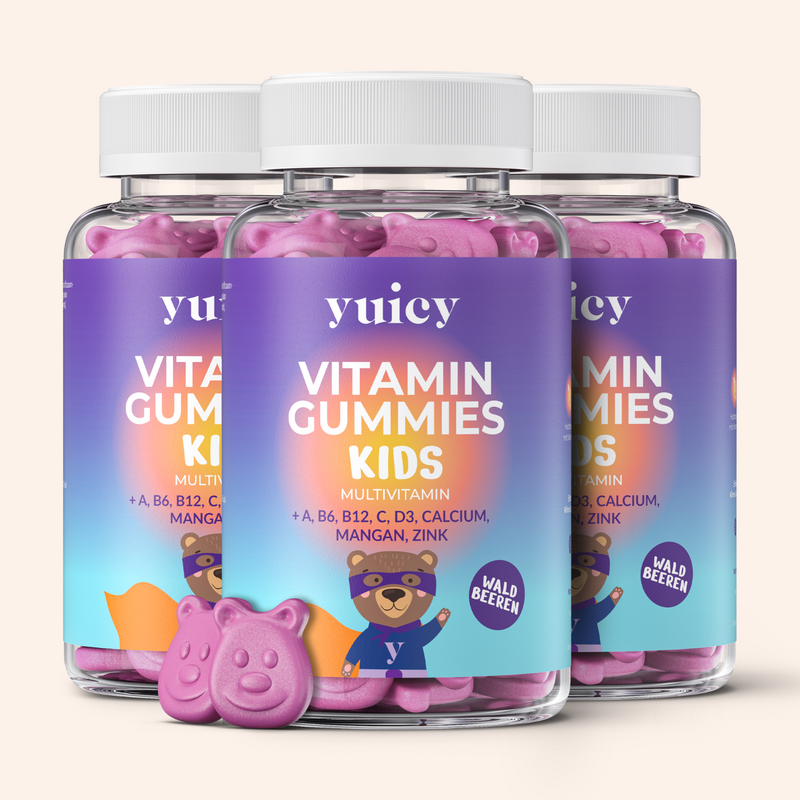 yuicy® Multivitaminpräparate für Kinder in kindgerechter Verpackung als Gummibärchen
